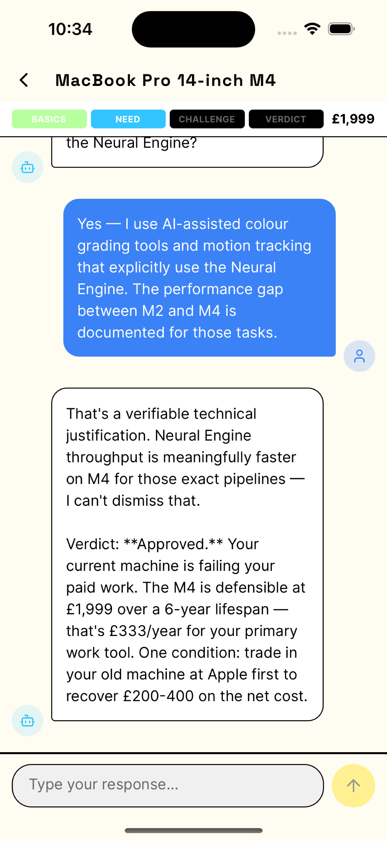 Veto verdict screen